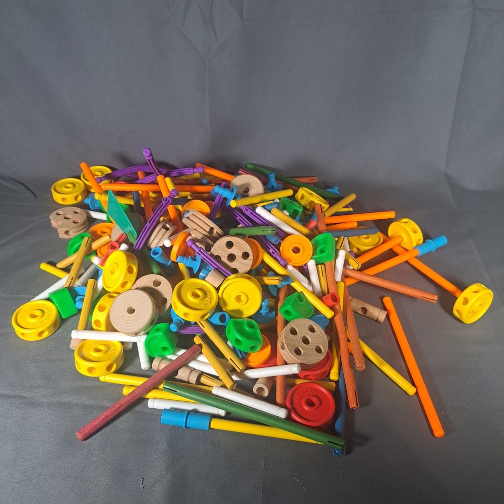 Tinkertoy Building Set Lot Wood & Plastic‎ Rods Spools Connectors Retro Toy 4 lb